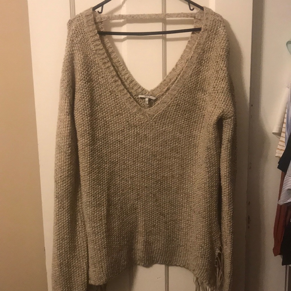 BKE sweater with side fringe